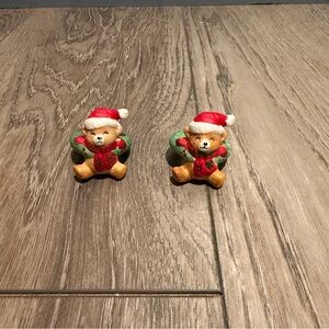 Lot of 2 Christmas bear napkin rings